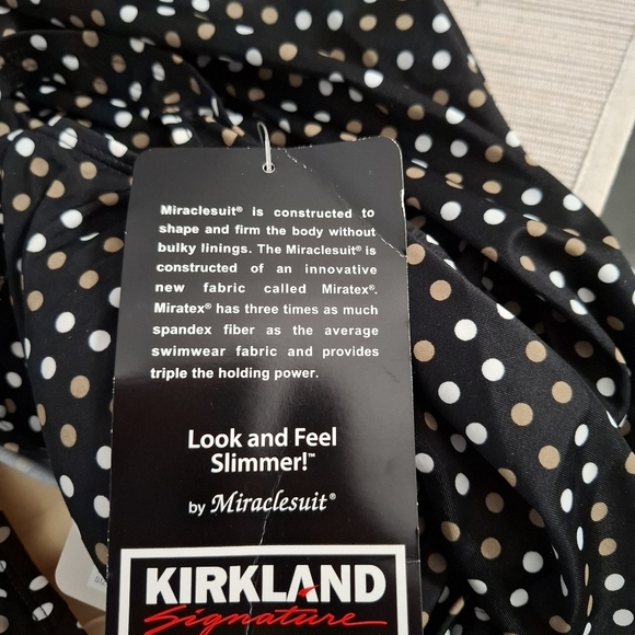 Kirkland by Miraclesuit Women's Size 16 Swimsuit Black White Polka Dot One Piece - Picture 4 of 10